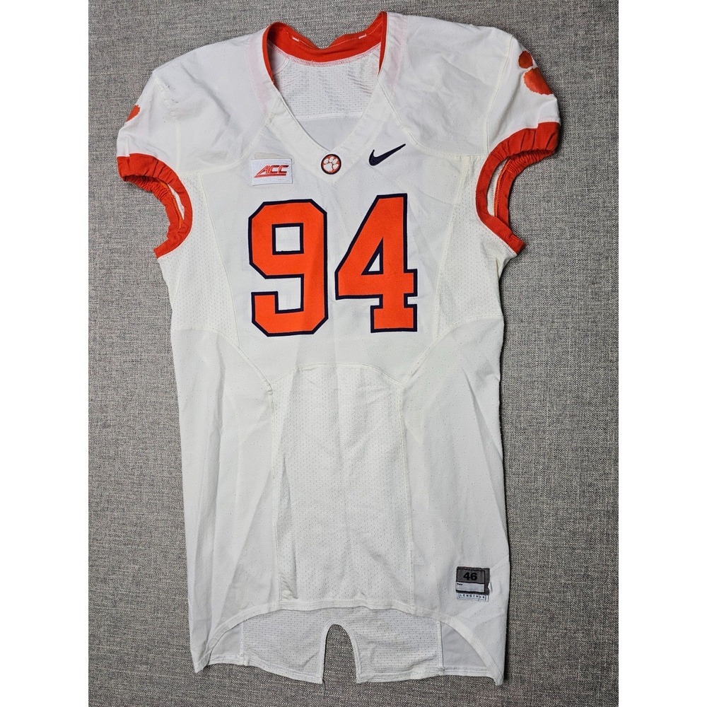 Clemson Tigers Football Jersey Mens 46 L White Game Worn Team Issued Nike #94
